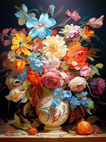 luckyarina Malen Nach Zahlen Erwachsene Blumen-Blumen Paint by Numbers Adult,DIY Set Erwachsene für Geschenke und Home Wand Dekor 30X40 CM von luckyarina