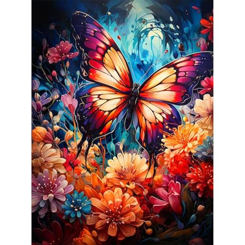 luckyarina Malen Nach Zahlen Erwachsene Schmetterling-Schmetterlinge Malen Nach Zahlen Erwachsene Leinwand,Blume Paint by Numbers Adult DIY für Geschenk Home Wand Décor 30x40cm von luckyarina