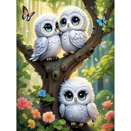 luckyarina Malen Nach Zahlen Kinder ab 5 6 7 8 9 10 Jahre Mädchen-Eulen Malen Nach Zahlen für Kinder,DIY Handgemalt Ölgemälde Set für Anfänger mit als Geschenk Home Wand Décor 30x40cm von luckyarina