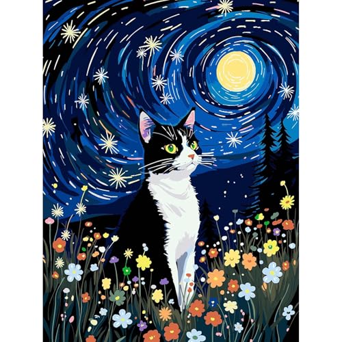 luckyarina Malen Nach Zahlen Kinder ab 5 6 7 8 9 10 Jahre Mädchen-Katze Malen Nach Zahlen für Kinder,DIY Handgemalt Ölgemälde Set für Anfänger mit als Geschenk Home Wand Décor 30x40cm von luckyarina