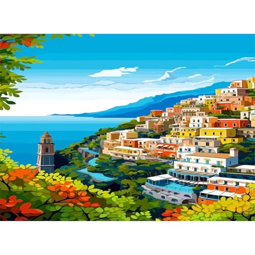 luckyarina Malen nach Zahlen Erwachsene Landschaft- Malen nach Zahlen Meer Landschaft, Landschaft Paint by Numbers für Home Décor 40x50 cm(Ohne Rahmen) von luckyarina