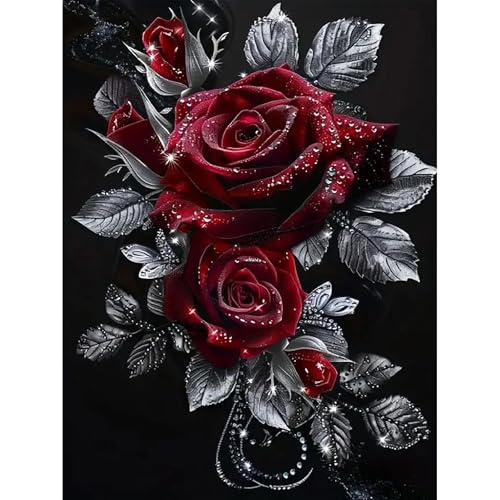 luckyarina Rosen Diamond Painting Erwachsene - 5D Diamond Painting Blumen, Diamant Painting Bilder Crystal Stickerei Kreuzstich Crafts für Home Wand Décor 30x40cm von luckyarina
