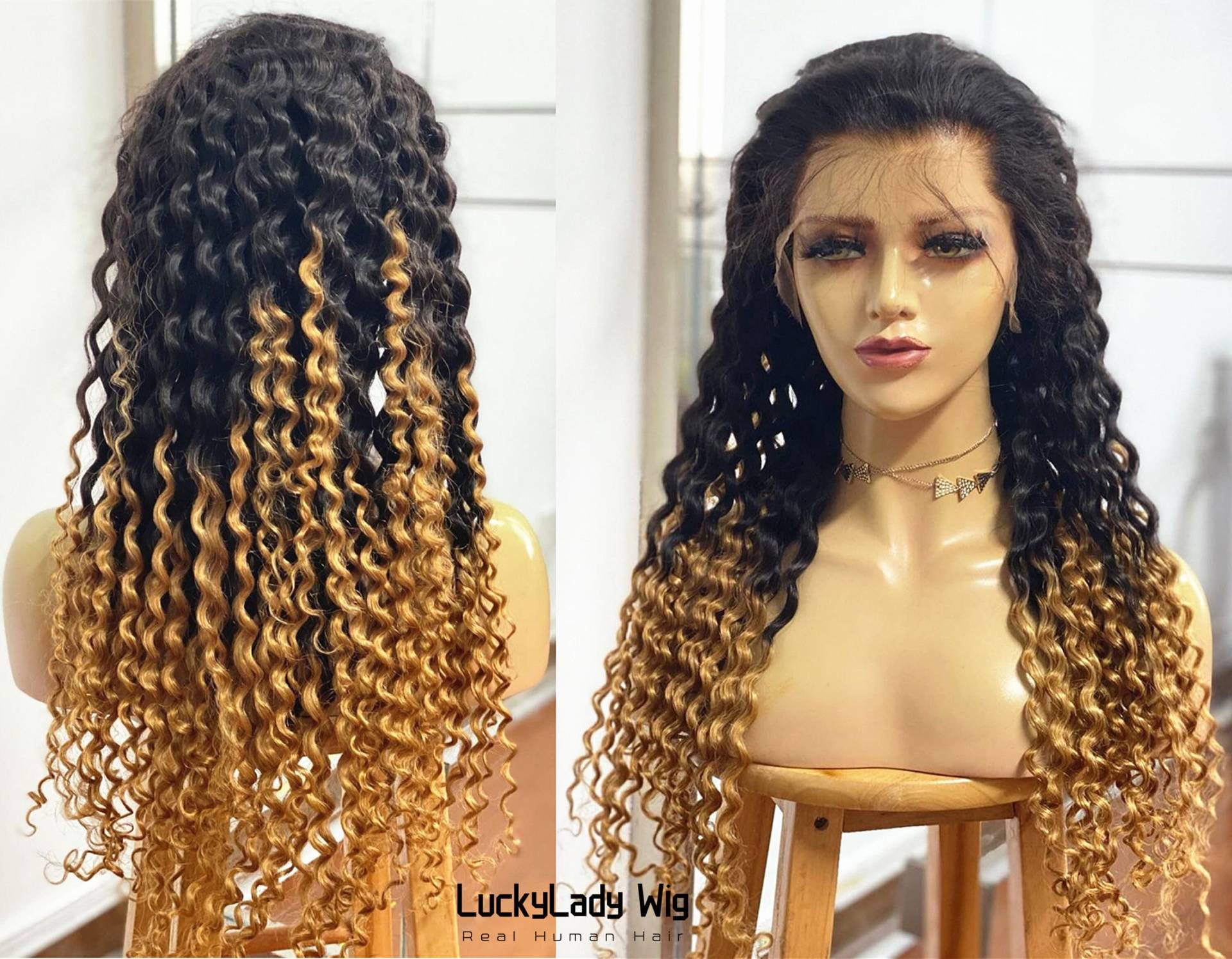 Frontal 13x6 Spitze Gerade Ombre 1B/27 Haar Perücke Geklöppelte Haare Echthaar Klebstofffrei 2Ton Schwarz Honig Blond 360 Frauen Für von luckyladyhair