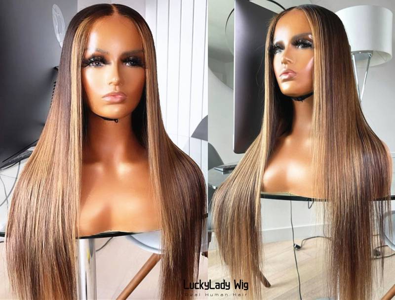 Highlight Haar Perücken Frontal 13x4 Spitze Prelucked Echthaar Perücke Vorne 13x6 Für Frauen Mit Babyhaar Leimlose von luckyladyhair