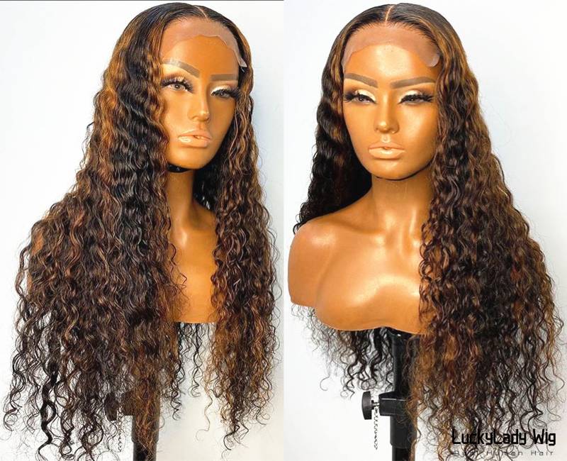Highlight Lose Lockige 360 Spitze Haar Perücken Frontal 13x4 Prelucked Echthaar Perücke Vorne 13x6 Für Frauen von luckyladyhair