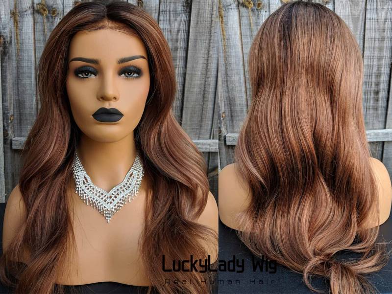 Ombre Braun Wig 360 Lace Perücken Frontal 13x4 Spitze Vorgefertigtes Haar Echthaar Perücke Front 13x6 Babyhaar Klebefreie Für Frauen von luckyladyhair