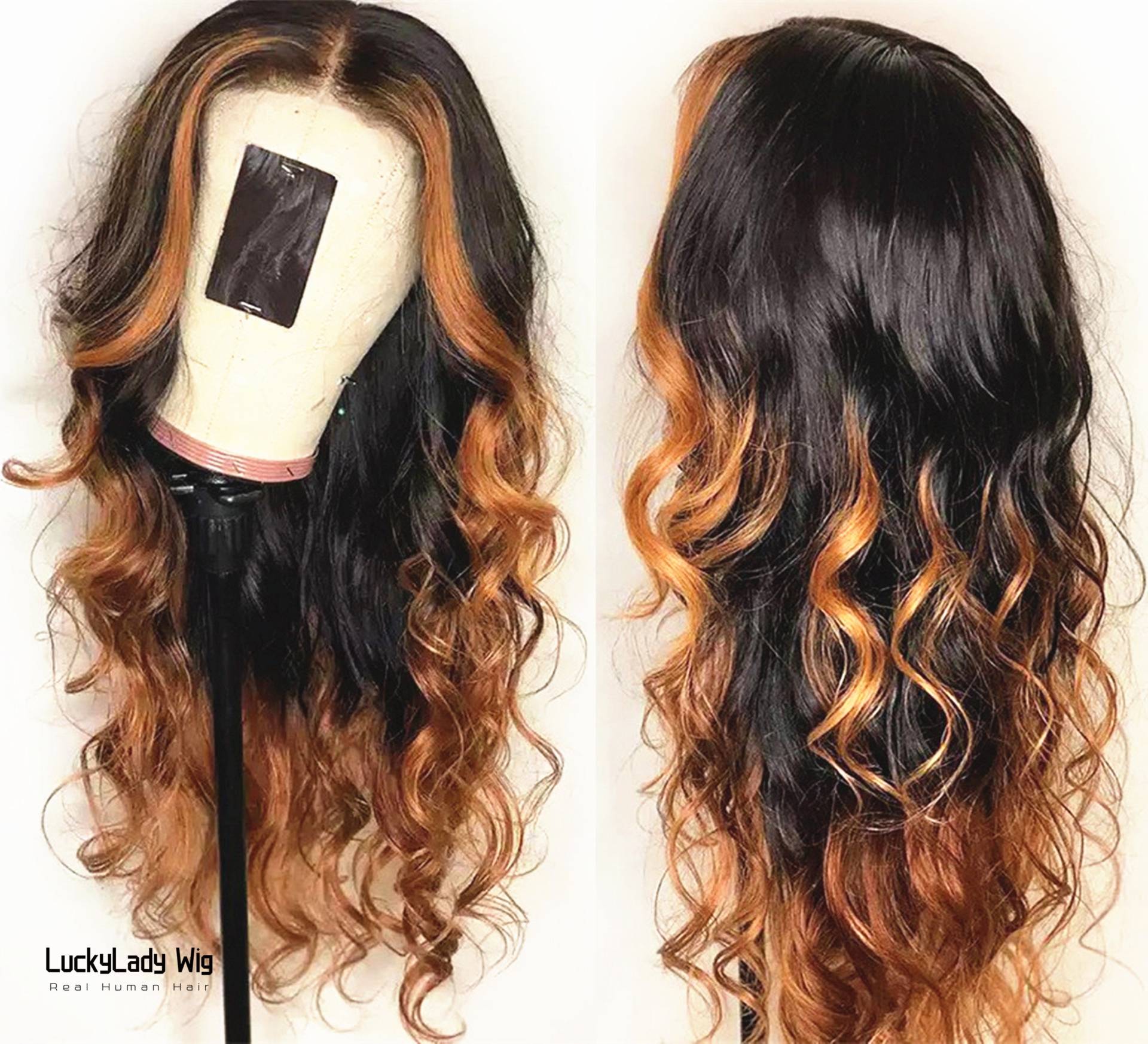 Ombre Braune Haar Perücken Frontal 13x4 Spitze Perücke Prelucked Echthaar Vorne 13x6 Für Frauen 360 Lace Guleless von luckyladyhair