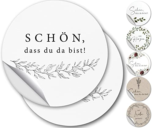 100 Aufkleber Schön dass du da bist - Sticker schön dass du da bist fürs Gastgeschenk, wedding, Hochzeits Sticker, Rund 4,5cm Vintage, Hochzeit, Aufkleber - Klassik 100 Aufkleber Schön dass du da bist - Sticker schön dass du da bist fürs Gastgeschenk, wedding, Hochzeits Sticker, Rund 4,5cm Vintage, Hochzeit, Aufkleber - Klassik von luftundliebe