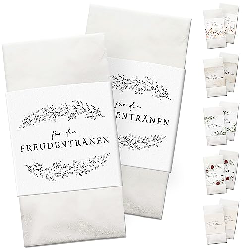 Freudentränen Taschentücher Banderole inkl. Klebepunkte zum verschließen - Taschentücher Hochzeit Freudentränen - Vintage - Taschentücher Kirche - Hochzeits Ideen - Klassik 50 Stück von luftundliebe