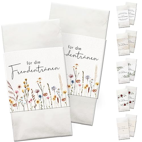 Freudentränen Taschentücher Banderole inkl. Klebepunkte zum verschließen - Taschentücher Hochzeit Freudentränen - Vintage - Taschentücher Kirche - Hochzeits Ideen - Wildflowers 50 Stück von luftundliebe