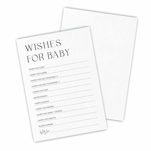 30 Wishes For Baby Spielkarten für Babyparty, Spiel und Aktivität – Minimalismus, doppelseitig, zum Ausfüllen, geschlechtsneutral, Babyparty-Partygeschenke und Dekorationen -C08 von luixd