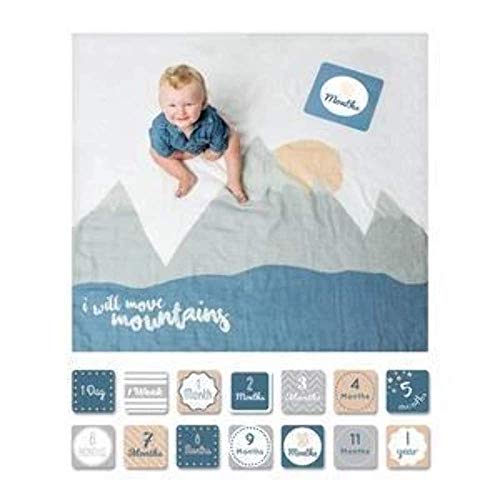 lulujo Baby's First Year Meilenstein-Decke und Karten-Set | 101,6 x 101,6 cm (I Will Move Mountains) von Lulujo