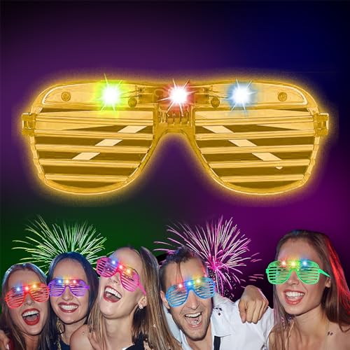 lumous rola Leuchtende Brille, leuchtet im Dunkeln, blinkende Brille für Rave, Halloween, RB01, Geburtstagsparty-Zubehör (ovaler Verschluss) (weißer ovaler Verschluss, 1 Stück) von lumous rola
