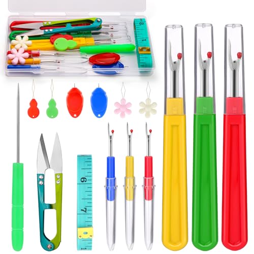 16-teiliges Nahttrenner-Set, 6-teiliges Stichtrenner-Werkzeug, Nahttrenner zum Nähen mit Nadeleinfädler, Schere, Ahle und Aufbewahrungsbox zum Entfernen von Fäden, Nähzubehör, Basteln 16-teiliges Nahttrenner-Set, 6-teiliges Stichtrenner-Werkzeug, Nahttrenner zum Nähen mit Nadeleinfädler, Schere, Ahle und Aufbewahrungsbox zum Entfernen von Fäden, Nähzubehör, Basteln von luokefe