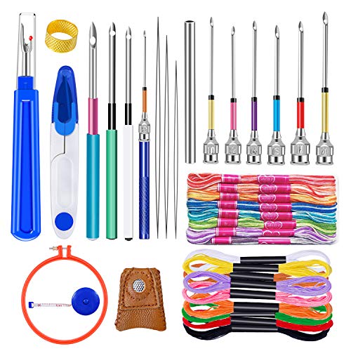 41-teiliges Nadelstanzer-Set, Stickwerkzeug, Stanznadelzubehör mit 20 Sticktwists, 10 Sticknadeln, Nadeleinfädler, großer Nahttrenner und Scheren, Fingerhut und Stickrahmen. 41-teiliges Nadelstanzer-Set, Stickwerkzeug, Stanznadelzubehör mit 20 Sticktwists, 10 Sticknadeln, Nadeleinfädler, großer Nahttrenner und Scheren, Fingerhut und Stickrahmen. von luokefe