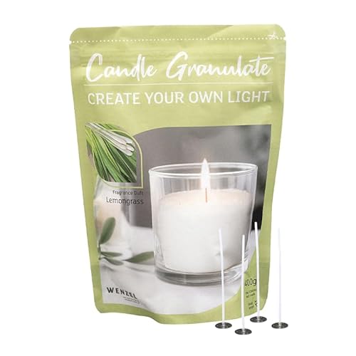 Kerzengranulat mit Duft zum Selbergießen, Lemongrass, WENZEL, inkl. 4 Dochten & Dochthaltern, 400 g Kerzengranulat mit Duft zum Selbergießen, Lemongrass, WENZEL, inkl. 4 Dochten & Dochthaltern, 400 g von luterna