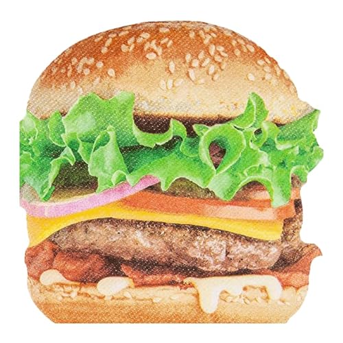 luterna Stanzservietten „Big Burger“, 32x31 cm, 1-lagig, Home Fashion®, 12 Stück, Camping, Grillen von luterna