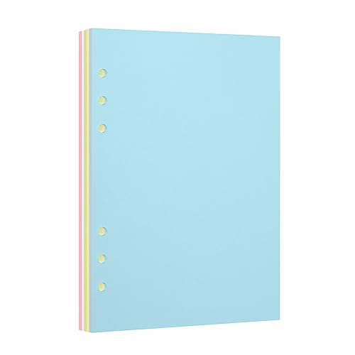 Nachfüllpapier für A5 6-Ringbuch-Notizbuch - Ideal für Büro, Schule, Zuhause, Kreative Projekte und Tagesplanung, 100 GSM, Blanko, 1 Packung (50 Blatt), 5 Farben, passend für A5 6-Ring von luvtree
