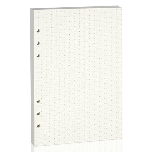 Nachfüllpapier für A5 6-Ringbuch-Notizbuch - Ideal für Büro, Schule, Zuhause, Kreative Projekte und Tagesplanung, 100 GSM, Gepunktete Linie, 80 Blatt, passend für A5 6-Ring von luvtree