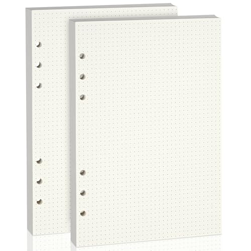 Nachfüllpapier für A5 6-Ringbuch-Notizbuch - Ideal für Büro, Schule, Zuhause, Kreative Projekte und Tagesplanung, 100 GSM, Gepunktete Linie, 2x 80 Blatt, passend für A5 6-Ring von luvtree