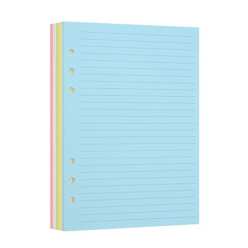 luvtree Nachfüllpapier für A5 6-Ringbuch-Notizbuch,Refill Papier,6 Löcher Lose Blätter,Refill Leeres Papier 100 GSM.liniertes Papier.1 Stück(Insgesamt 50 Blatt) von luvtree