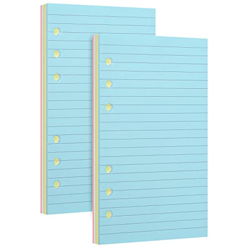 2 Packungen Nachfüllpapier für A6 6-Ringbuch-Notizbuch - Ideal für Büro, Schule, Zuhause, Kreative Projekte und Tagesplanung, 100 GSM, Liniert, Jeweils 50 Blatt, 5 Farben, passend für A6 6-Ring von luvtree