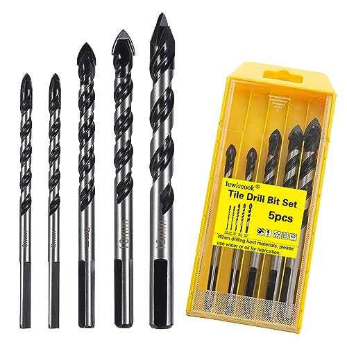 luwiscook 5PCS Multi-Material Fliesen Bohrer Set, Mauerwerk Bohrer für Fliesen, Beton, Ziegel, Glas und Kunststoff Wolframkarbid Spitze, Industrielle Stärke Bohrer Hartmetall-Bits Set (6 6 8 10 12mm) von luwiscook