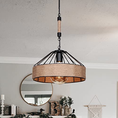 lux.pro Pendelleuchte Bridgford Hängelampe Wohnzimmer Juteseil 1 x E27 Vintage Deckenleuchte Schwarz Hängeleuchte lux.pro Pendelleuchte Bridgford Hängelampe Wohnzimmer Juteseil 1 x E27 Vintage Deckenleuchte Schwarz Hängeleuchte von lux.pro