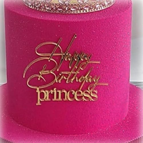 Tortenaufsatz "Happy Birthday", Prinzessinnen-Motiv, Party-Dekoration für Mädchen, Acryl, elegante Prinzessinnen-Kuchen-Seitendekoration für Geburtstag/Jubiläen, Partyzubehör Tortenaufsatz "Happy Birthday", Prinzessinnen-Motiv, Party-Dekoration für Mädchen, Acryl, elegante Prinzessinnen-Kuchen-Seitendekoration für Geburtstag/Jubiläen, Partyzubehör von lvbeybc