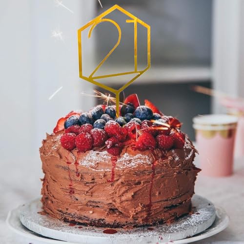 Tortenaufsatz zum 21. Geburtstag, Acryl, geometrische Zahl 53.3 cm, goldfarben, 21. Geburtstag, Kuchendekoration für Hochzeitstag, Party Tortenaufsatz zum 21. Geburtstag, Acryl, geometrische Zahl 53.3 cm, goldfarben, 21. Geburtstag, Kuchendekoration für Hochzeitstag, Party von lvbeybc