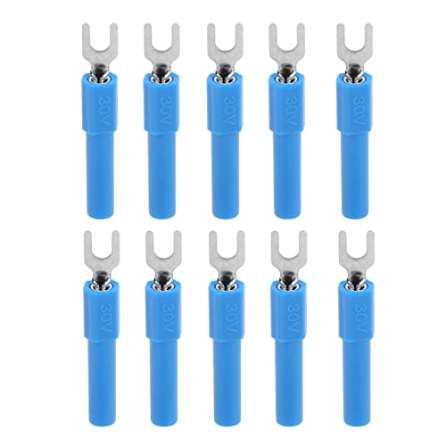 10 Stücke 4mm Forkenform U -Typ CRIMP -Anschlüsse Multimeter -Teststecker Rot isoliert Hülse Elektrische Klemmen Kupferkern Zinnplattiertes Anti -geeignet für die (Blau) von lvifloae