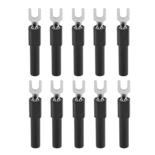 10 Stücke 4mm Forkenform U -Typ CRIMP -Anschlüsse Multimeter -Teststecker Rot isoliert Hülse Elektrische Klemmen Kupferkern Zinnplattiertes Anti -geeignet für die (Schwarz) von lvifloae