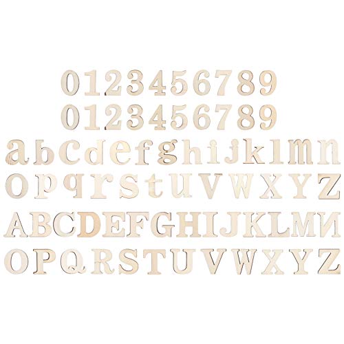 124 Stück Holzbuchstaben Rattan Holz Babybuchstaben DIY Art Project Craft Dekoration für handgefertigte Handwerksmalereien Kunst Sammelalbum Home Decor leer 0~9, a ~ z von lvifloae