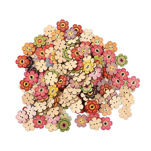 25 mm 200 Stück Set Multi -Farb -Vintage -hölzerne Blumenknopf -DIY -Accessoires, geeignet für Kleidungsdekoration, Schuhdekoration, Heimdekoration, handgefertigte Malereiwerke (200Pcs(25mm)) von lvifloae