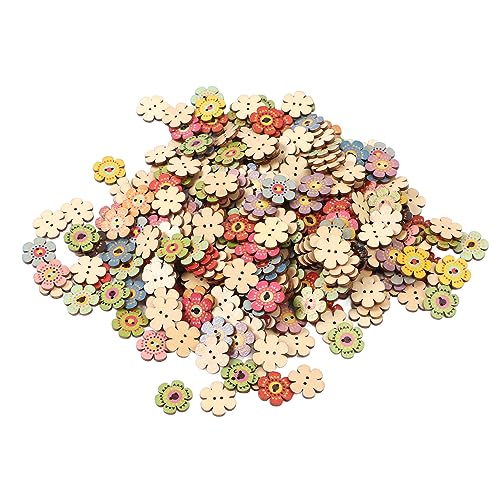 25 mm 200 Stück Set Multi -Farb -Vintage -hölzerne Blumenknopf -DIY -Accessoires, geeignet für Kleidungsdekoration, Schuhdekoration, Heimdekoration, handgefertigte Malereiwerke (300Pcs(20mm)) von lvifloae