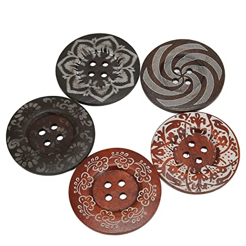 Holzknopf 4 Löcher süße Knöpfe Vintage Fastener Schöne strukturierte Muster runden für verschiedene dekorative Nähkleidung 20 Stcs (zufällige Farbmischung) von lvifloae