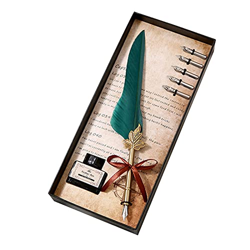 Lvifloae Stift und Tinte Set Stift und Tinte Set Fountain Dip mit Ersatztipp geeignet für Kalligraphie Schreiben Retro Signature Student Friend Birthday Gift (Schwärzlich grün) von lvifloae