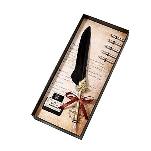 Lvifloae Stift und Tinte Set Stift und Tinte Set Fountain Dip mit Ersatztipp geeignet für Kalligraphie Schreiben Retro Signature Student Friend Birthday Gift (Schwarz) von lvifloae