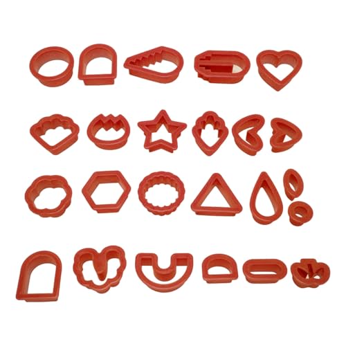 Polymer -Ton -Ohrringschneider verdickte Kante DIY Hand gefertigtes Lebensmittel sichere Schmuckwerkzeuge für Kunstliebhaber 24pcs (Red) von lvifloae