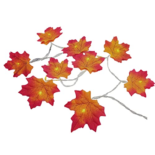 lvifloae Dunkelgelbe, 6 Meter lange, doppellagige Ahornblatt-Lichterkette mit 40 Lichtern und Batterien, mit Lichtern, Türlichtern, Lichterkette, Heimdekoration, Innen- und Außenbereich, (Type 2) von lvifloae