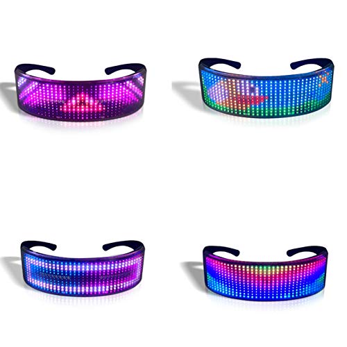 lvifloae Leuchtende Brille, Rave-Brille, Schwarze LED-Leuchtbrille, App-Steuerung, USB-Aufladung, mehrfarbige Brille für Party, Geburtstag, Bar, Rave-leuchtende blinkende Brille lvifloae Leuchtende Brille, Rave-Brille, Schwarze LED-Leuchtbrille, App-Steuerung, USB-Aufladung, mehrfarbige Brille für Party, Geburtstag, Bar, Rave-leuchtende blinkende Brille von lvifloae