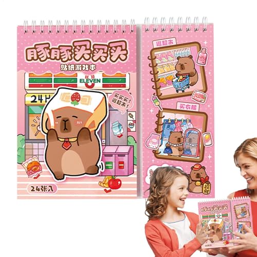 lwxij Scrapbook-Aufkleber ästhetisch, Capybara-Aufkleber für Scrapbooking, Capybara Scrapbook Sticker Journaling Sticker, Tagebuch-Aufkleber mit Stanzung, Scrapbooking-Aufkleber mit Cartoon-Szene, von lwxij