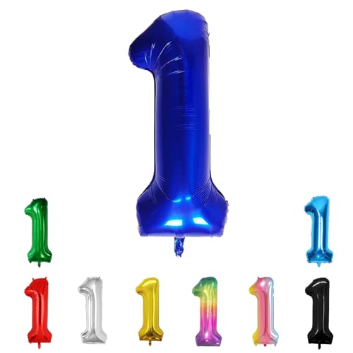 Geburtstags-Zahlenballons XXL-Riesen-Folienballons 40 Zoll – 101 cm Luftballons Geburtstag Jungen Mädchen Babyparty Geburtstagsdekorationen Jubiläumsparty-Dekorationen (Blau, 1) von lxmydm