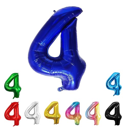 Geburtstags-Zahlenballons XXL-Riesen-Folienballons 40 Zoll – 101 cm Luftballons Geburtstag Jungen Mädchen Babyparty Geburtstagsdekorationen Jubiläumsparty-Dekorationen (Blau, 4) von lxmydm