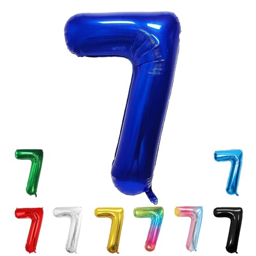 Geburtstags-Zahlenballons XXL-Riesen-Folienballons 40 Zoll – 101 cm Luftballons Geburtstag Jungen Mädchen Babyparty Geburtstagsdekorationen Jubiläumsparty-Dekorationen (Blau, 7) von lxmydm