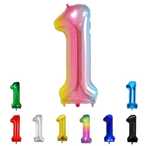 Geburtstags-Zahlenballons XXL-Riesen-Folienballons 40 Zoll – 101 cm Luftballons Geburtstag Jungen Mädchen Babyparty Geburtstagsdekorationen Jubiläumsparty-Dekorationen (Farbverlauf, 1) von lxmydm