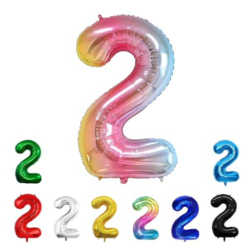 Geburtstags-Zahlenballons XXL-Riesen-Folienballons 40 Zoll – 101 cm Luftballons Geburtstag Jungen Mädchen Babyparty Geburtstagsdekorationen Jubiläumsparty-Dekorationen (Farbverlauf, 2) von lxmydm