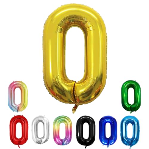 Geburtstags-Zahlenballons XXL-Riesen-Folienballons 40 Zoll – 101 cm Luftballons Geburtstag Jungen Mädchen Babyparty Geburtstagsdekorationen Jubiläumsparty-Dekorationen (Gold, 0) von lxmydm