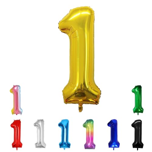 Geburtstags-Zahlenballons XXL-Riesen-Folienballons 40 Zoll – 101 cm Luftballons Geburtstag Jungen Mädchen Babyparty Geburtstagsdekorationen Jubiläumsparty-Dekorationen (Gold, 1) von lxmydm