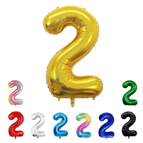 Geburtstags-Zahlenballons XXL-Riesen-Folienballons 40 Zoll – 101 cm Luftballons Geburtstag Jungen Mädchen Babyparty Geburtstagsdekorationen Jubiläumsparty-Dekorationen (Gold, 2) von lxmydm